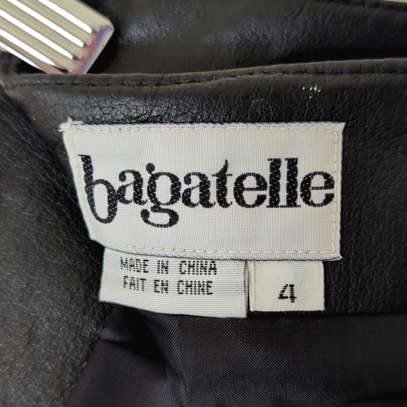 Bagatelle 90's Vintage Genuine Leather High Waisted A-Line Mini Skirt Black 4 - Picture 10 of 13